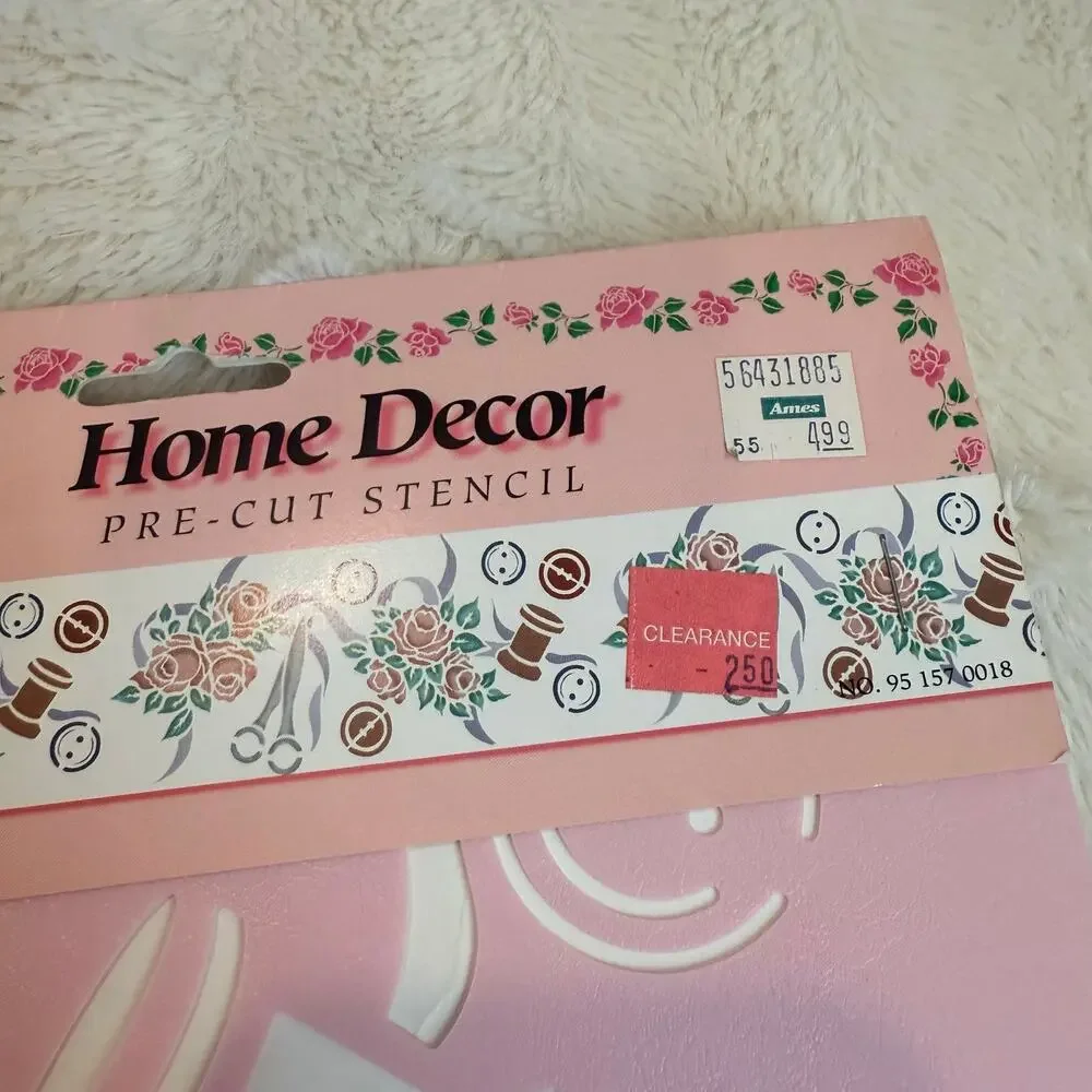 Home Decor Pre-Cut Stencil Magic By Delta Buttons & Bows Vintage NEW 8.25x18